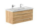 Badmöbel Marmor Carrara White YAMO 100 cm 2 Hahnlöcher SoftClose in versch. Ausführungen