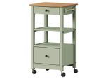 Livetastic Servierwagen, Braun, Olivgrün, Holz, Pinie, massiv, 2 Schublade(n) Schubladen, rechteckig, 50x90.6x40 cm, Esszimmer, Barmöbel, Barwagen