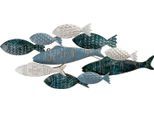 Wanddekoobjekt CASABLANCA BY GILDE "Wandrelief Pesca", dunkelblau, hellblau, weiß, B:71cm H:30cm T:5,5cm Ø:0cm, Metall, Wanddekoobjekte, Wanddekoobjekt