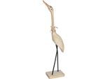 Skulptur GILDE "Skulptur Reiher Julius", beige (naturfarben), B:27cm, Holz teilmassiv, Dekofiguren, Skulptur