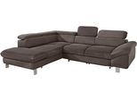 Ecksofa COTTA "Driver L-Form", espresso, B:266cm H:73cm T:214cm, Struktur (100% Polyester);Chenille (90% Polyester, 10% Polyamid), Sofas, Ecksofa, mit Kopfteilverstellung, wahlweise mit Bettfunktion & Bettkasten