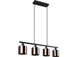 REALITY LEUCHTEN Pendelleuchte "JASON, Hängelampe Esszimmerlampe, 4-flammig, exkl. 4xE14 max 10W", braun (bronzefarben), 4, Ø 12cm H: 150cm, 1 Stk., Leuchten, höhenverstellbar max 150cm, mit semi-transparenten Kunststoff-Schirmen, Pendelleuchte