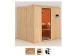 Sauna KARIBU "Dima", beige (naturbelassen), Saunaofen, externe Steuerung, 3,6 kW, Saunen, Sauna, Ofen 3,6 kW externe Strg.easy