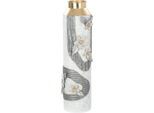 Bodenvase GILDE "Bodenvase Cherry blossom", grau, weiß, B:16cm H:57cm T:16cm Ø:16cm, Metall, Vasen, Bodenvase