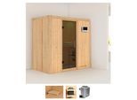Sauna KARIBU "Vada", beige (naturbelassen), Saunaofen, externe Steuerung, 9 kW, Saunen, Sauna, Ofen 9 KW externe Strg easy