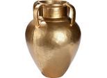 Tischvase GILDE "Vase Antigua mit 4 Henkel", gold (goldfarben), B:25cm H:33cm T:25cm Ø:25cm, Aluminium, Vasen, Tischvase