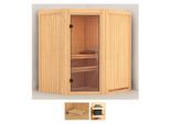 Sauna KARIBU "Tomke", beige (naturbelassen), ohne Ofen, (ohne Ofen), Saunen, Sauna, ohne Ofen