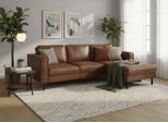 Ecksofa HOME AFFAIRE "Watkins, wahlweise mit Schlaffunktion/Bettkasten, moderne offene Naht", braun (cognac), B:232cm H:81cm T:161cm, 50% Leder, 40% Polyester, 10% Polyamid;Backing 60% Leder, Sofas, Ecksofa, Recamiere beidseitig montierbar, L-Form, Breite 232 cm