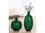 Bodenvase GILDE "Bodenvase rund Dschungel", grün, B:29cm H:59cm T:29cm Ø:29cm, Glas, Vasen, Bodenvase
