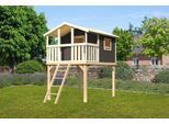 Spielturm AKUBI "Benjamin", grau (grau, elfenbeinfarben, natur), Spieltürme, KinderB:225cm H:309cm T:250cm, Holzwerkstoff, Spielturm, BxTxH: 225x250x309 cm, B:225cm H:309cm T:250cm