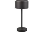 REALITY LEUCHTEN LED Tischleuchte "JEFF", schwarz (schwarz matt), 1, Ø 12,6cm H: 30cm, 1 Stk., Leuchten, Akku Tischlampe mit USB-C Anschluss, Touchdimmer 4 Stufen, Höhe 30cm, LED Tischleuchte