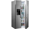 BOSCH Side-by-Side "KAG93AIEP", Energieeffizienz: E, silber (gebürsteter stahl anti fingerprint), B:90,8cm H:178,7cm T:70,7cm, Kühlschränke, No Frost, Super Kühlen, XXL-Fassungsvermögen, LED-Licht, Side-by-Side