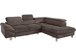 Ecksofa COTTA "Driver L-Form", espresso, B:266cm H:73cm T:214cm, Struktur (100% Polyester);Chenille (90% Polyester, 10% Polyamid), Sofas, Ecksofa, mit Kopfteilverstellung, wahlweise mit Bettfunktion & Bettkasten