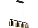 REALITY LEUCHTEN Pendelleuchte "JASON, Hängelampe Esszimmerlampe, 4-flammig, exkl. 4xE14 max 10W", gold (goldfarben), 4, Ø 12cm H: 150cm, 1 Stk., Leuchten, höhenverstellbar max 150cm, mit semi-transparenten Kunststoff-Schirmen, Pendelleuchte