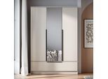 Kleiderschrank HOME AFFAIRE "Spirit Kleiderschrank mit Spiegel, Schublade und 2 Kleiderstangen", kaschmir, B:134,5cm H:192,9cm T:51cm, FSC-zertifizierter Holzwerkstoff, Schränke, Kleiderschrank, Mit schwarzen Metallgriffen – viel Stauraum und flexible Aufteilung