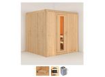 Sauna KARIBU "Sodin", beige (naturbelassen), Saunaofen, integrierte Steuerung, 9 kW, Saunen, Sauna, Ofen 9 kW integr. Strg