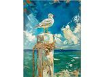 Metallbild GILDE "Bild rechteckig Coast Bird", farbe bild(er): blau, B:75cm H:100cm T:3,5cm, Metall, Bilder, Metallbild