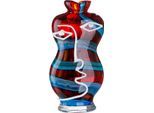 Tischvase GILDE "Gesichtsvase Franco", blau, rot, B:17cm H:34cm T:11cm, Glas, Vasen
