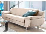 3-Sitzer TRENDMANUFAKTUR "Rondo, Breite 207 cm, breite Armlehnen, Füße chromfarben", beige (creme), B:207cm H:85cm T:94cm, Microfaser PRIMABELLE (100% Polyester);Kunstleder SOFTLUX;Struktur (54% Polyacryl, 46% Polyester);NaturLEDER (echtes Rindsleder ) in Sitz und Rücken, Korpus in Kunstleder Softlux, Sofas, wahlweise mit Federkern, pflegeleichte Bezügen, Unser Dauertiefpreis