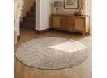 Teppich VIKOSA "Noemi", beige, H:10mm Ø:200cm, Viskose, Teppiche, Teppich, Dezenter Glanz, Weich, Seidenoptik, Viskose, Wohnzimmer, Schlafzimmer