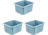 Aufbewahrungsbox KEEEPER "Emil, 3er Set, 24 L, 41 x 34,5 x 22 cm", blau (nordic blau), B:41cm H:22cm T:34,5cm, Kunststoff, Aufbewahrungsboxen, Aufbewahrungsbox, ineinander und aufeinander stapelbar