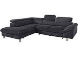 Ecksofa COTTA "Driver L-Form", schwarz, B:266cm H:73cm T:214cm, Struktur (100% Polyester);Chenille (90% Polyester, 10% Polyamid), Sofas, Ecksofa, mit Kopfteilverstellung, wahlweise mit Bettfunktion & Bettkasten