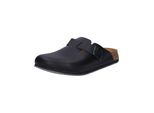 Pantolette BIRKENSTOCK "Boston SL", Damen, Gr. 47, schwarz, Obermaterial: 100% Rindsleder Leather cow., Schuhe Pantolette