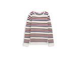 TOM TAILOR Damen Strickpullover aus Baumwolle, rot, Gestreift, Gr. M