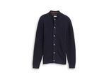 TOM TAILOR Herren Strickjacke mit Knopfleiste, blau, Uni, Gr. M