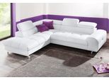 Ecksofa COTTA "Chef L-Form", weiß, B:257cm H:72cm T:206cm, Luxus-Microfaser (100% Polyester);Kunstleder Softlux;Leder Advantage (abgedecktes Spalt-Rindsleder), Rückseite mit schwarzem Spannstoff bezogen;NaturLEDER (echtes Rindsleder), Rückseite mit schwarzem Spannstoff bezogen, Sofas, Ecksofa, mit Kopfteilverstellung, edle Metallkufen, wahlweise mit Bettfunktion