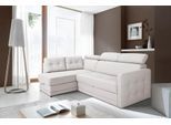 Ecksofa EXXPO - SOFA FASHION "Arles, Federkern, zeitlos, Breite 225cm, L-Form", weiß (altweiß), B:225cm H:94cm T:165cm, Kunstleder SOFTLUX;NaturLEDER (echtes Rindsleder) in Sitz und Rücken. Korpus in passendem Kunstleder SOFTLUX bezogen, Sofas, Ecksofa, wahlweise mit Bettfunktion und Bettkasten, inkl. Kopfteilverstellung