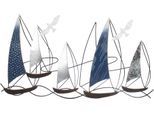 Leinwandbild CASABLANCA BY GILDE "Wandrelief Boot Regatta", blau (farbe bild(er): blau, silberfarben), B:91cm H:49cm T:4cm, Metall, Bilder, Leinwandbild