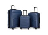 Uitbreidbare marineblauwe harde PP 8-wiel bagage reiskofferset voor handbagage en vakantie