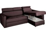 Ecksofa EXXPO - SOFA FASHION "Arles, Federkern, zeitlos, Breite 225cm, L-Form", braun (schoko), B:225cm H:94cm T:165cm, Kunstleder SOFTLUX;NaturLEDER (echtes Rindsleder) in Sitz und Rücken. Korpus in passendem Kunstleder SOFTLUX bezogen, Sofas, Ecksofa, wahlweise mit Bettfunktion und Bettkasten, inkl. Kopfteilverstellung