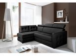 Ecksofa EXXPO - SOFA FASHION "Arles, Federkern, zeitlos, Breite 225cm, L-Form", schwarz, B:225cm H:94cm T:165cm, Kunstleder SOFTLUX;NaturLEDER (echtes Rindsleder) in Sitz und Rücken. Korpus in passendem Kunstleder SOFTLUX bezogen, Sofas, Ecksofa, wahlweise mit Bettfunktion und Bettkasten, inkl. Kopfteilverstellung