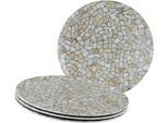 Pizzateller CREATABLE "Stone Collection Siena, Teller Set, 4-tlg.", bunt, H:2cm Ø:33cm, Steinzeug, Speiseteller, Pizzateller, Italienische Eleganz, Vielseitig einsetzbar