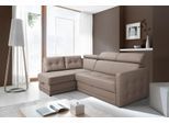 Ecksofa EXXPO - SOFA FASHION "Arles, Federkern, zeitlos, Breite 225cm, L-Form", braun (schlamm), B:225cm H:94cm T:165cm, Kunstleder SOFTLUX;NaturLEDER (echtes Rindsleder) in Sitz und Rücken. Korpus in passendem Kunstleder SOFTLUX bezogen, Sofas, Ecksofa, wahlweise mit Bettfunktion und Bettkasten, inkl. Kopfteilverstellung