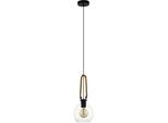 EGLO Hängeleuchte "RODING", braun (schwarz, braun), Ø 18cm H: 110cm, 1 Stk., Leuchten, Hängeleuchte in schwarz und braun aus Stahl, Holz - exkl. E27 - 40W, Hängeleuchte