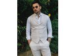 Heren Zomer 2-delig Pak Linnen Formeel Crème Beige Vest Broek