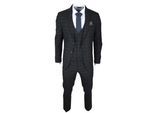 Heren Zwart Geruit 3-Delig Pak Met Tailored Fit