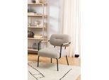 Loungesessel ACTONA GROUP "Dillon Polstersessel, Armlehne", beige, B:66cm H:79,5cm T:72cm, 100% Polyester, Sessel, Loungesessel, Loungestuhl, beiger Stoff, schwarze Stahlbeine, Sitzhöhe: 46,5 cm