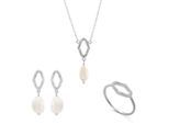 Orphelia 'Normandië' Dames 925 Sterling Zilveren Set: Ketting + Oorbellen + Ring - Zilver SET-7574