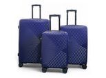 Harde, marineblauwe koffer, robuuste 8-wielige handbagagekoffer