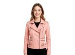 Dames leren babyroze Brando bikerjack - Constantia