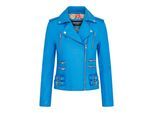 Dames leren blauwe Brando bikerjack - Loddon