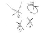 Orphelia 'Charlotte' Dames 925 Sterling Zilveren Set: Hanger + Oorbellen + Ring - Zilver SET-7580/W