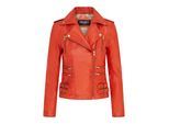 Dames leren oranje Brando bikerjack - Loddon