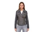 Dames leren grijze Brando bikerjack - Constantia