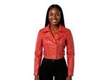 Dames rode cropped Brando leren bikerjack - Bellville