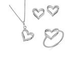 Orphelia 'Cecilia' Dames 925 Sterling Zilveren Set: Ketting + Oorbellen + Ring - Zilver SET-7584